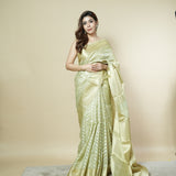 Elegant Lime Green Kota Tissue Saree