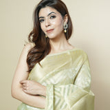 Elegant Lime Green Kota Tissue Saree