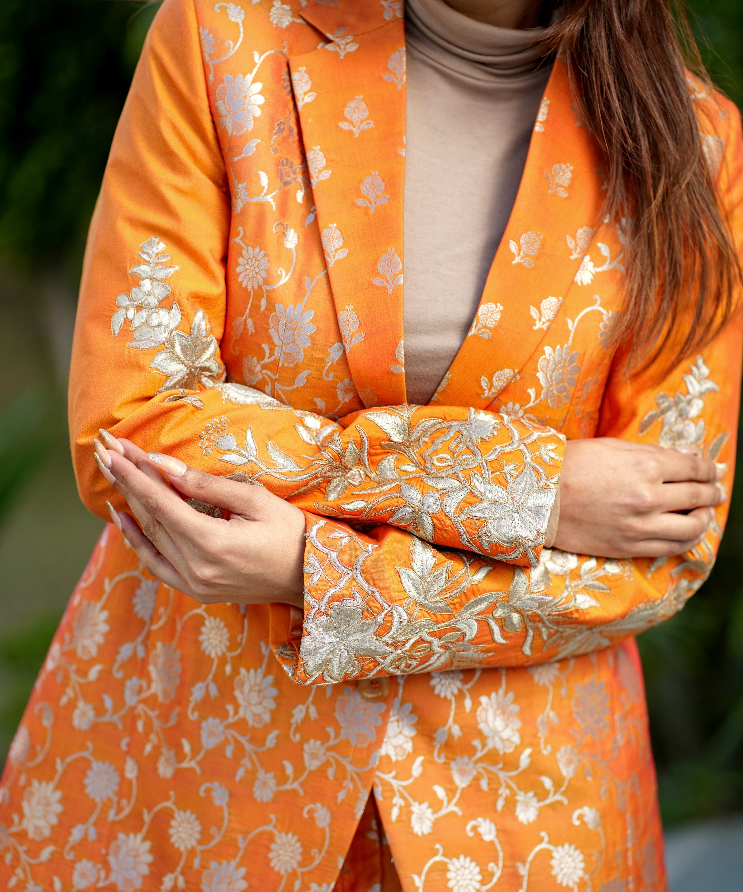 Banarasi Silk Zari Embroidered Coat & Pant Set