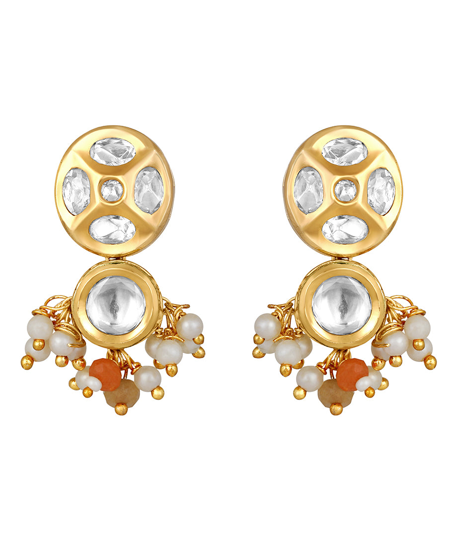 Micron Gold Polish Brass, Kundan Polki, Agates, Pearls