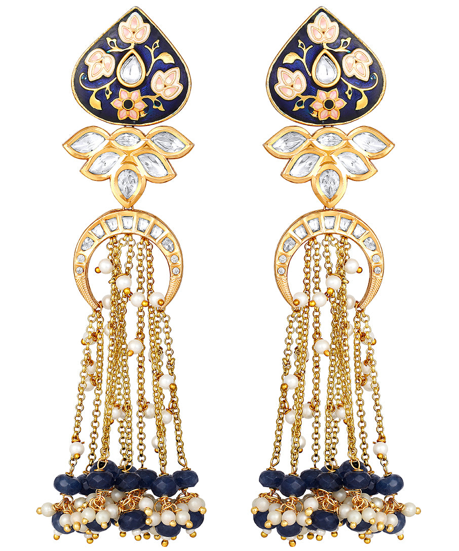 Designer  Gold Polish Brass with Kundan Polki