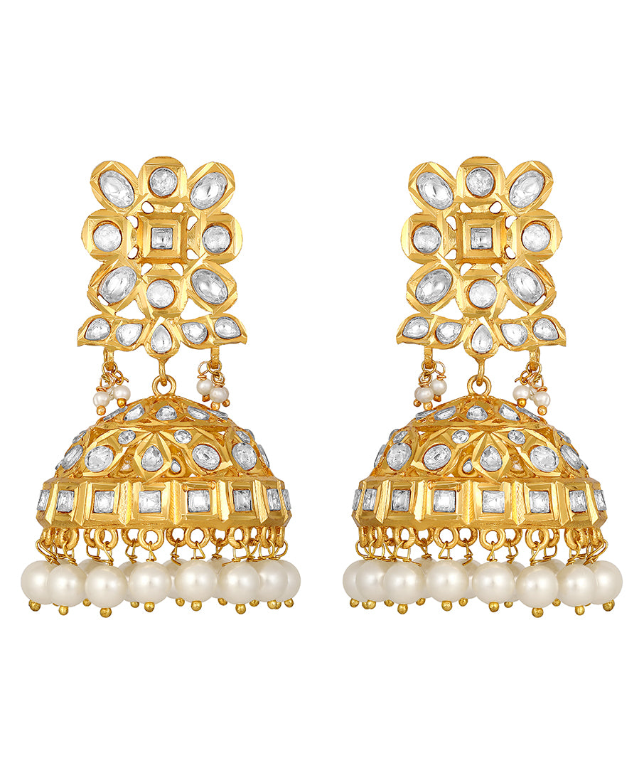 Designer Gold Polish Brass with Mosanite Kundan Polki