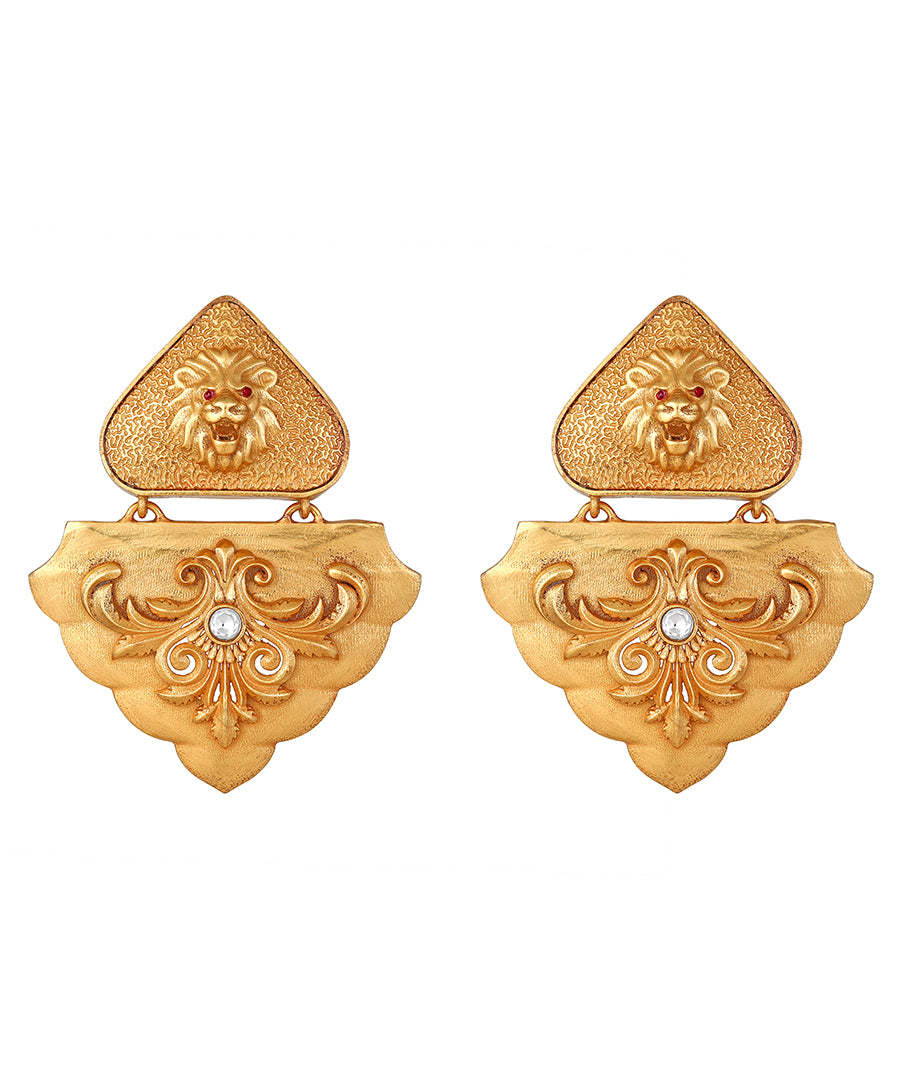 Gold Polish Brass with Kundan Brilliance Earrings