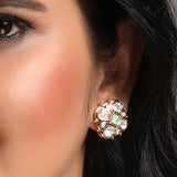 Gold Polish Brass with Kundan Earrings