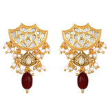 Gold Polish Brass with Kundan Polki Earrings