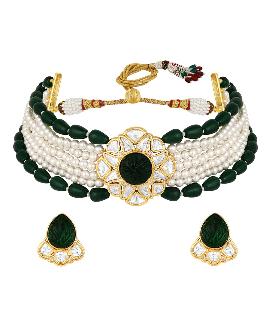Micron Gold Polish Brass, Kundan Polki, Onyx Tumbles, Shell Pearls