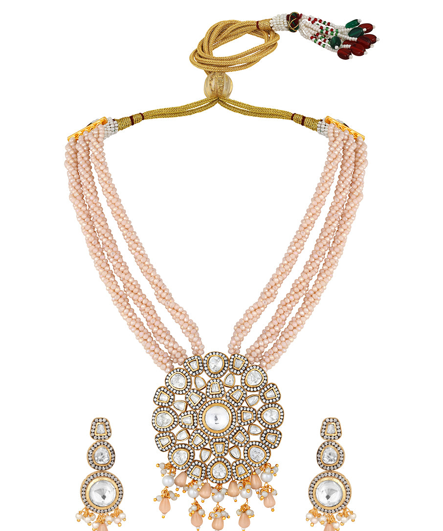 Designer  Gold Polish Brass with Kundan Polki Necklace