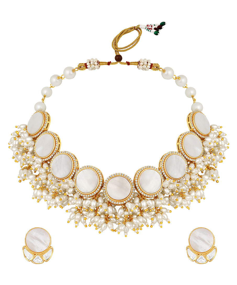 Designer Gold Polish Brass with  Mother of Pearl