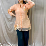 Elegant embroidered organza shirt