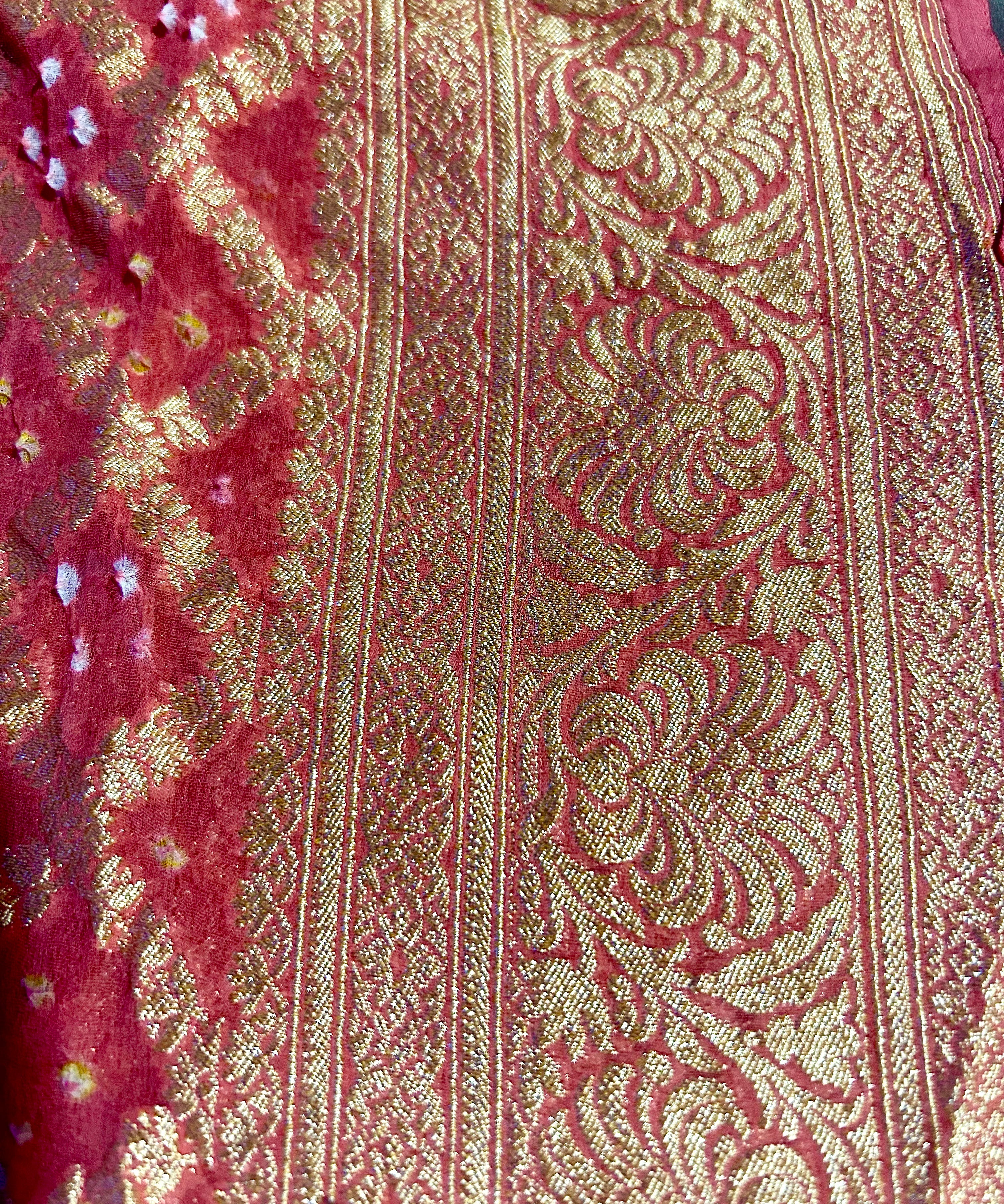 Designer hand woven Rai Bandhej Pure georgette Dupatta