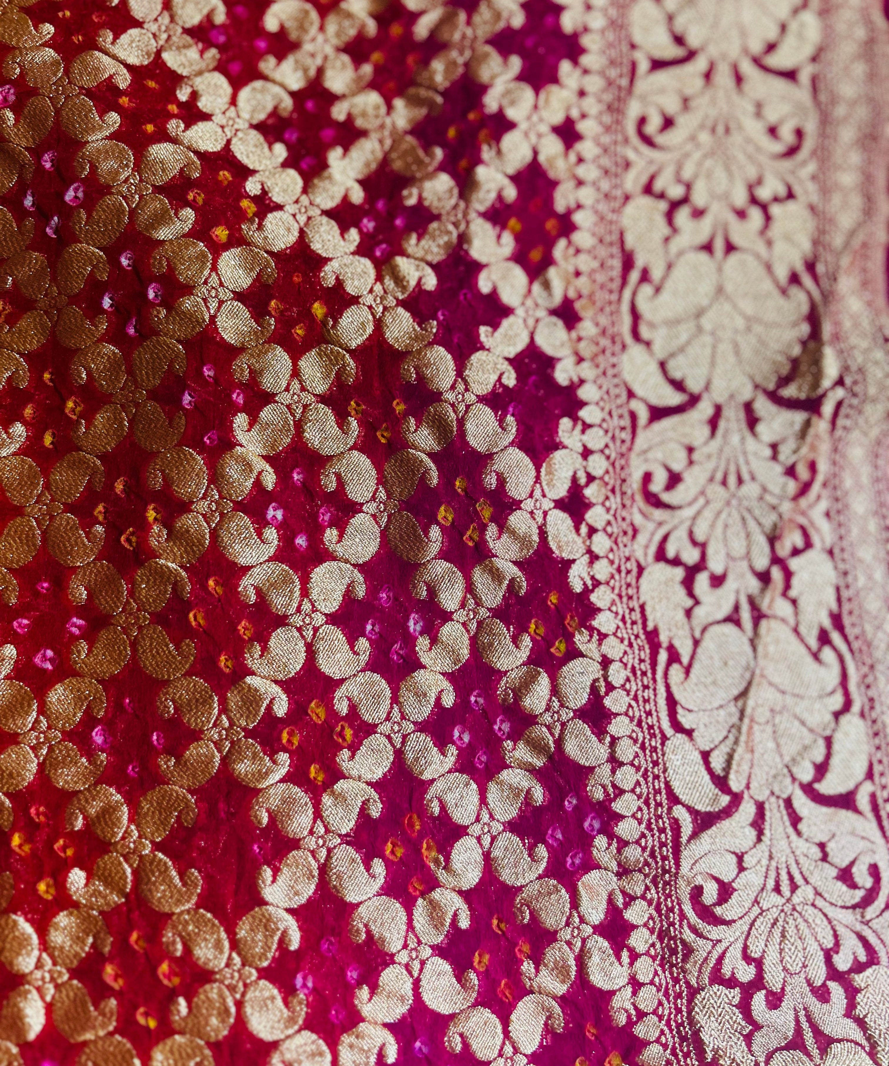 Designer hand woven Rai Bandhej Pure georgette Dupatta
