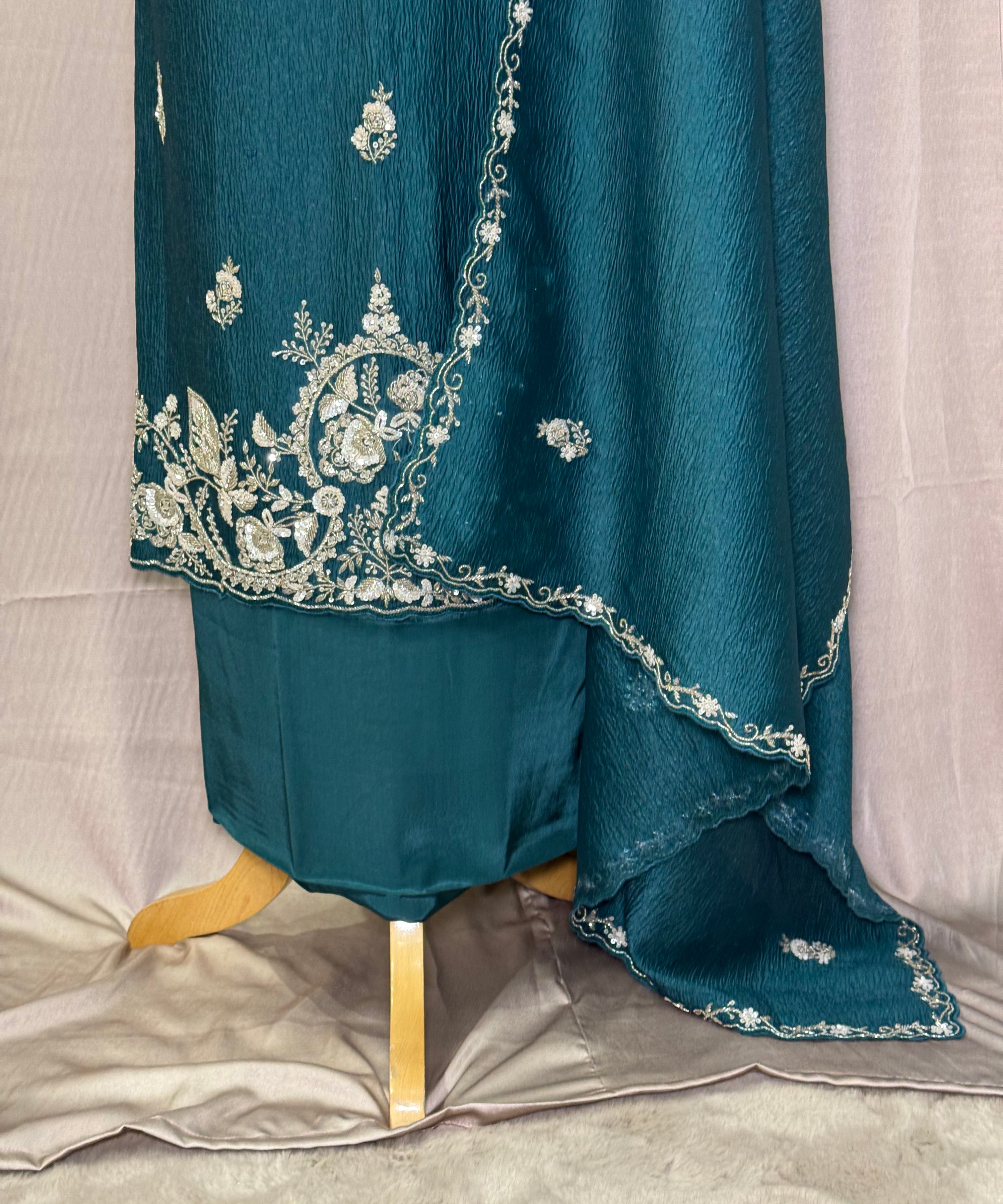 hand embroidered Crush Tissue Crepe Suit