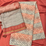 Hand block pure maheshwari chanderi zari woven suit dupatta