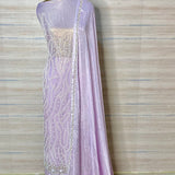 Party wear hand embroidered lilac tissue organza suit dupatta