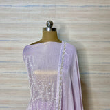 Party wear hand embroidered lilac tissue organza suit dupatta