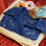 classy embroaidered hand cutwork linen coord set