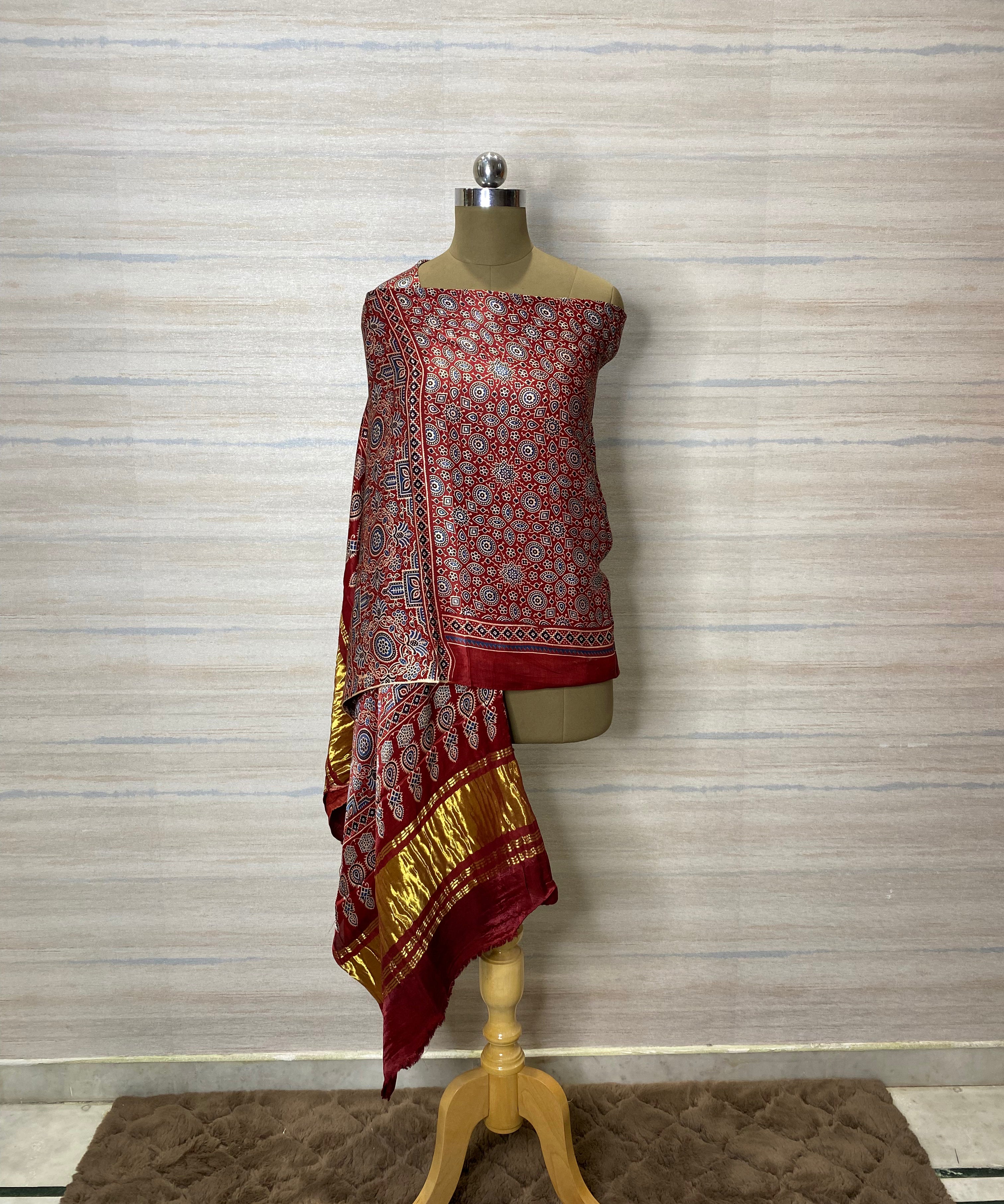 Designer Gajji Satin Ajrak Dupatta