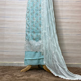 designer  embroidered pakistani georgette organza suit dupatta