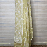 designer printed gracefully embroidered chinnon chiffon organza suit dupatta