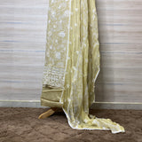 designer printed gracefully embroidered chinnon chiffon organza suit dupatta