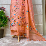 Hand-Painted Maheshwari Suit with Brushed Dupatta