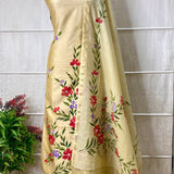 Gold Hand-Painted Maheshwari Suit with Brushed Dupatta