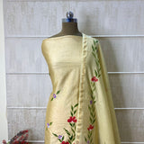 Gold Hand-Painted Maheshwari Suit with Brushed Dupatta