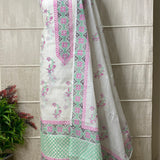 Hand-Blocked Chanderi Suit with Cotton Bottom and Dupatta