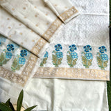Off-White Zari Woven Mal Chanderi Unstitched Suit