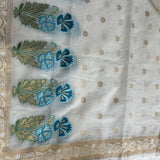 Off-White Zari Woven Mal Chanderi Unstitched Suit