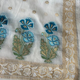 Off-White Zari Woven Mal Chanderi Unstitched Suit
