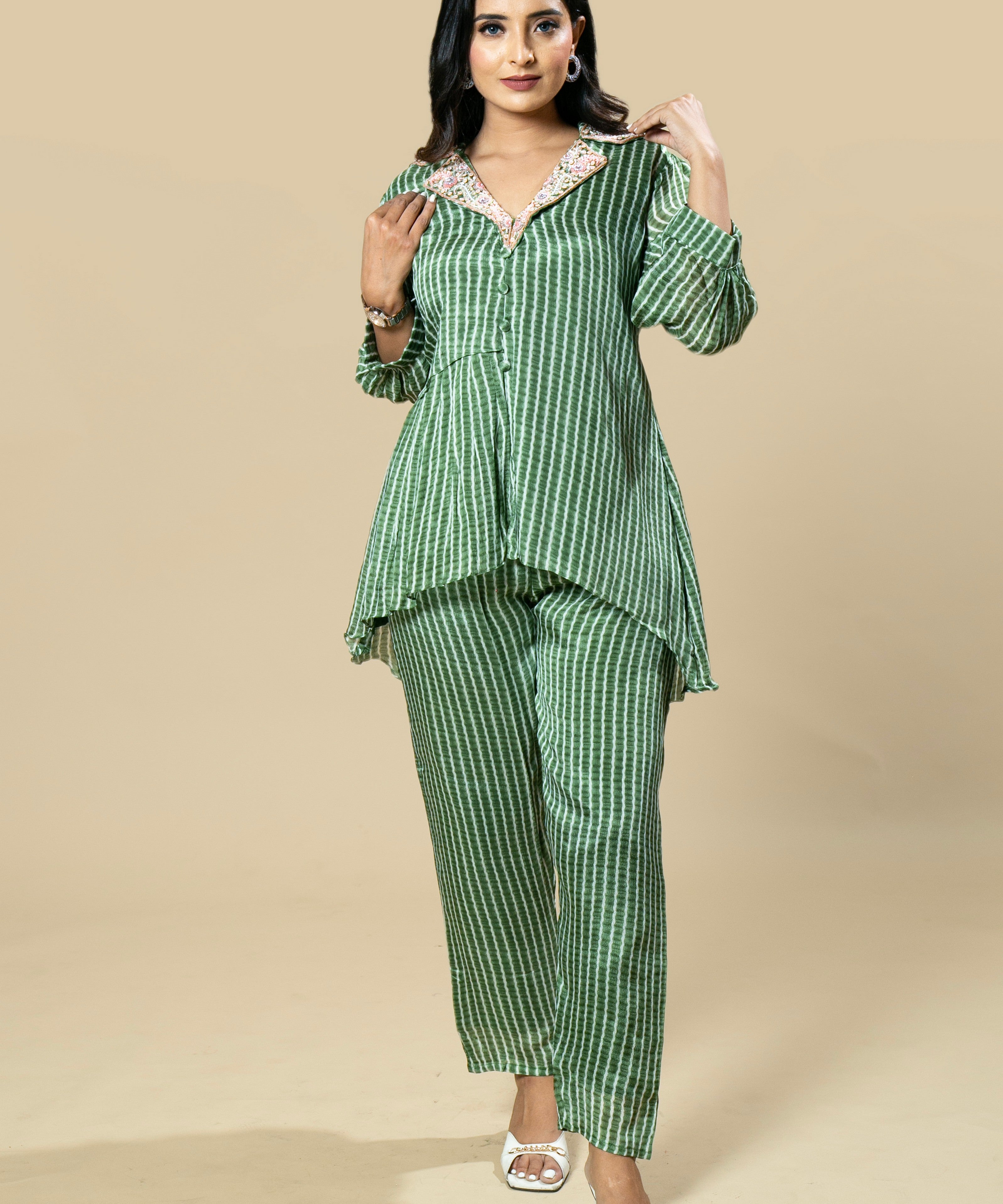 Chinnon Printed Hand Embroidered Designer Coordinate Set