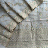 Off-White Zari Woven Mal Chanderi Unstitched Suit