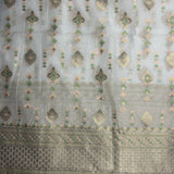 Off-White Zari Woven Mal Chanderi Unstitched Suit