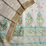 Off-White Zari Woven Mal Chanderi Unstitched Suit