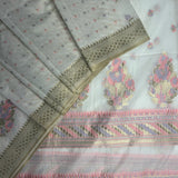 Off-White Zari Woven Mal Chanderi Unstitched Suit