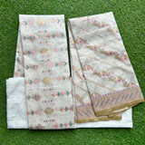 Off-White Zari Woven Mal Chanderi Unstitched Suit