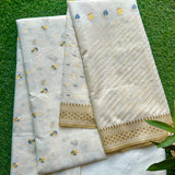 Off-White Zari Woven Mal Chanderi Unstitched Suit