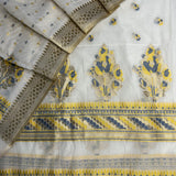 Off-White Zari Woven Mal Chanderi Unstitched Suit