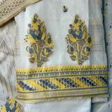 Off-White Zari Woven Mal Chanderi Unstitched Suit