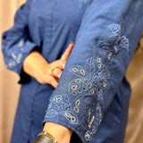 classy embroidered hand cutwork linen coord set