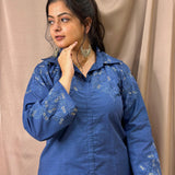 classy embroidered hand cutwork linen coord set