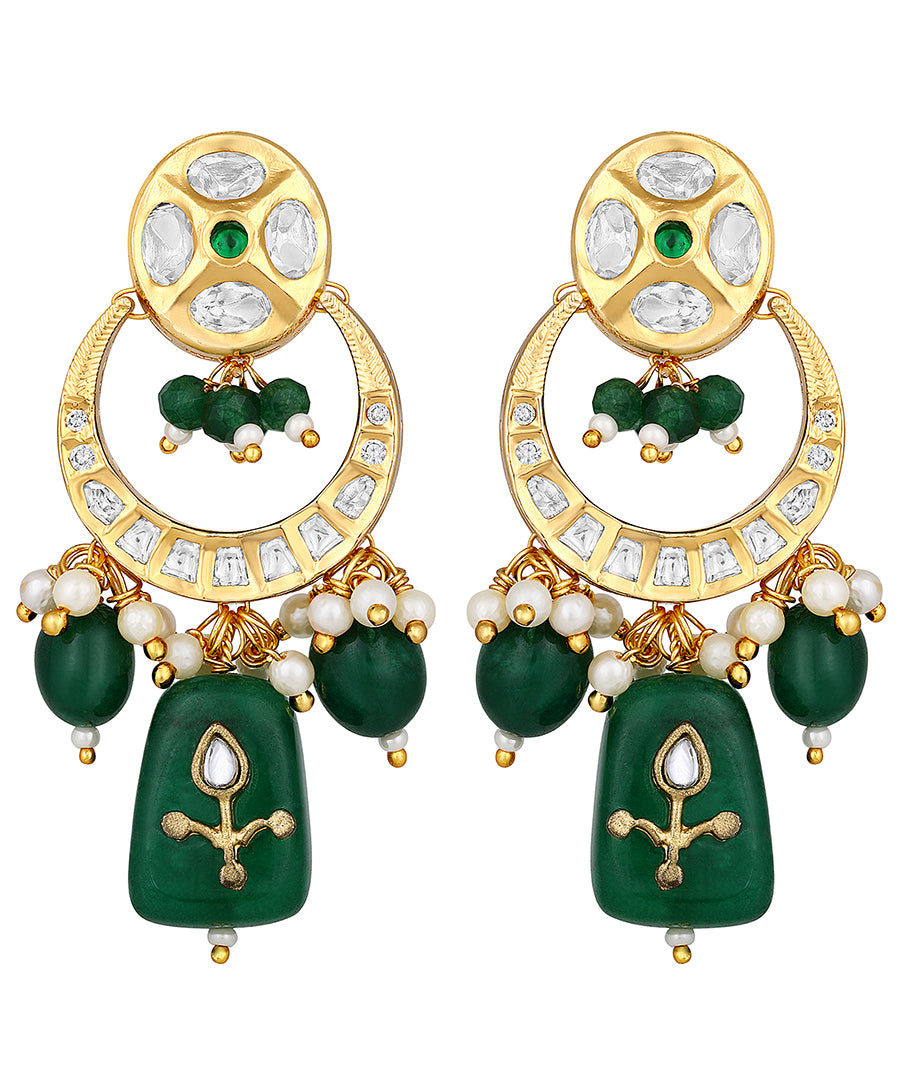 Green Plated Kundan Earrings