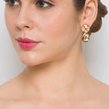 Golden and  Maroon Kundan Polki Earrings