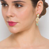 Micron Gold Polish Brass, Kundan Polki, Agates, Earrings