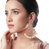 Golden, creme , Kundan Polki, Pearls  Earrings