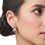 Golden, Red and Creme, Kundan Polki Earrings