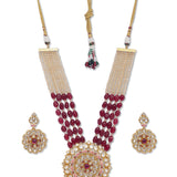 Golden, Maroon, Crème, Necklace Set