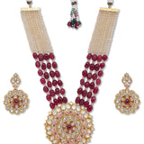 Golden, Maroon, Crème, Necklace Set