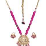 Watermelon Agate Kundan Polki Choker Necklace with Onyx